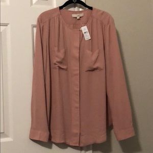 NWT light pink Loft blouse. Hidden button down.